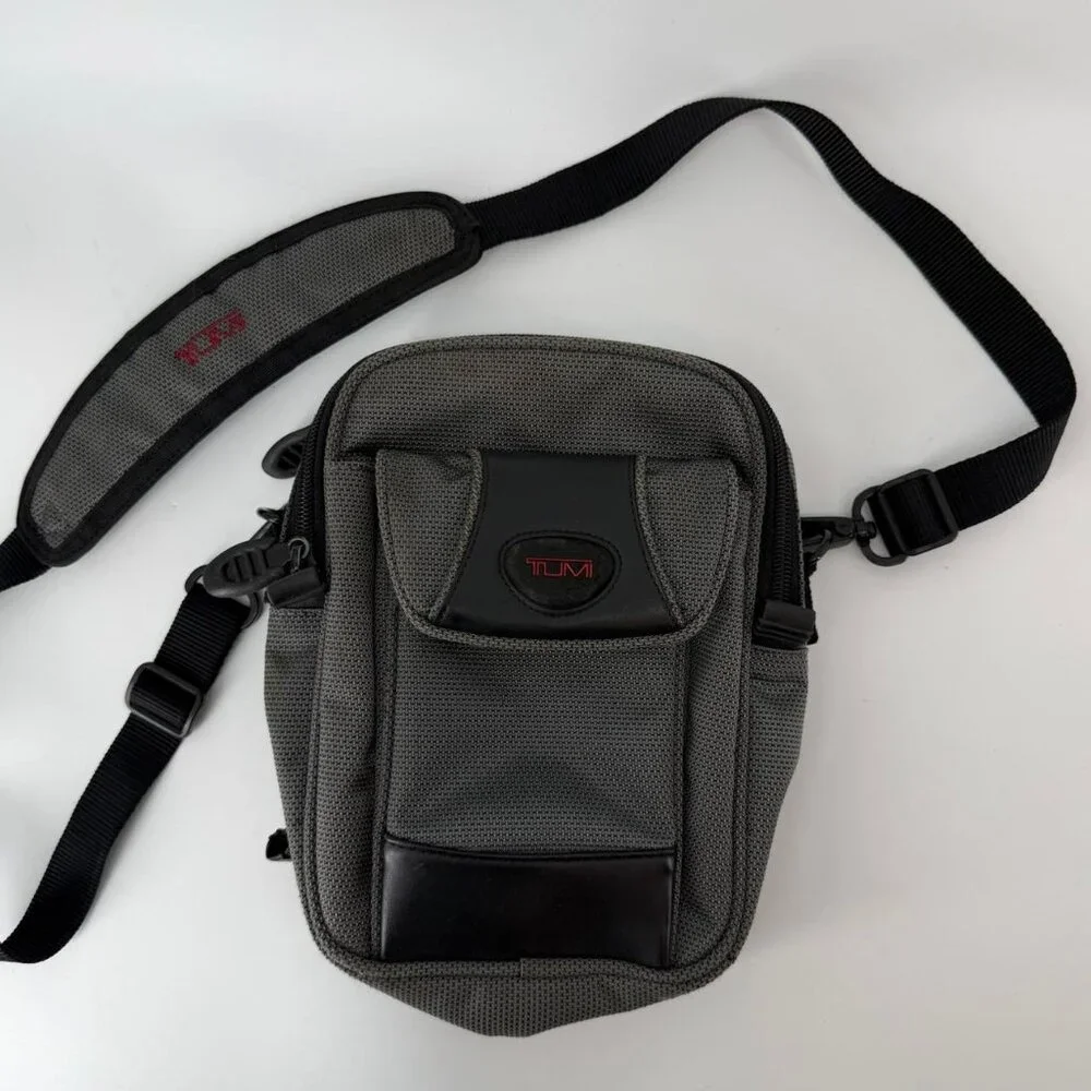 TUMI Leather & Canvas Unisex Shoulder Bag